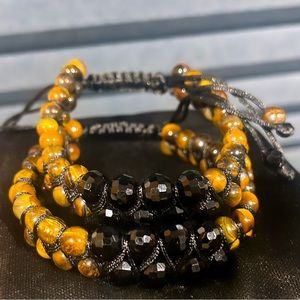Money Bracelet made with real Tiger eye and Black Crystal stones ( 2)